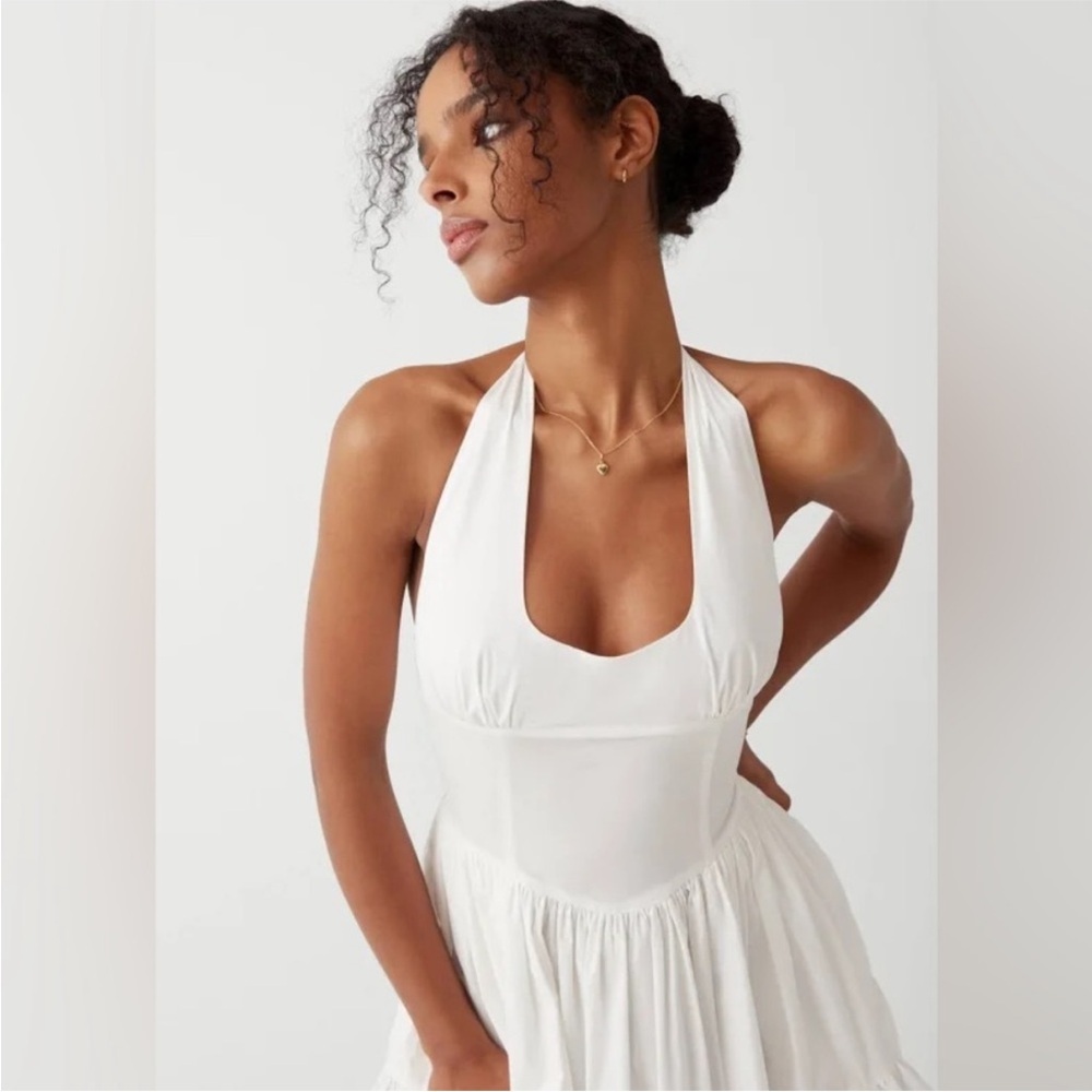 Frankie's Bikinis Tulsa White Pin Up Halter Mini Dress Size Large - Picture 3 of 9